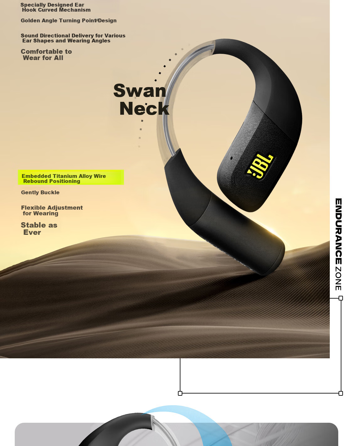 JBL ZONE [Wang Chulin's Choice], Yuedong Huan, True Wireless Open-Style, Sports Earphones, Ear-Hook Bluetooth Headphones, Compatible with Apple 18 Pro, Coast Blue 9