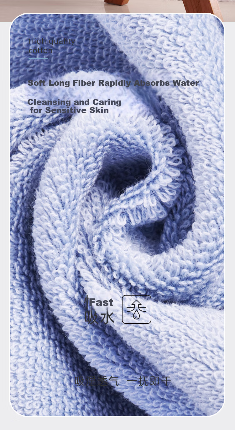 Yaguang Towels, Pure Cotton Class A Egyptian Long-Staple Cotton, Soft And Skin-Friendly, Absorbent, Lint-Free, Fine Chenille Face Towels, 3-Pack, Green Blue White 4
