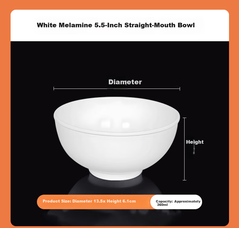 Jinwanfu Commercial Melamine Straight Rice Bowl And Soup Bowl, Cafeteria Serving Bowl, Imitation Porcelain Tableware, 4.5 Inches, 1 Piece 15