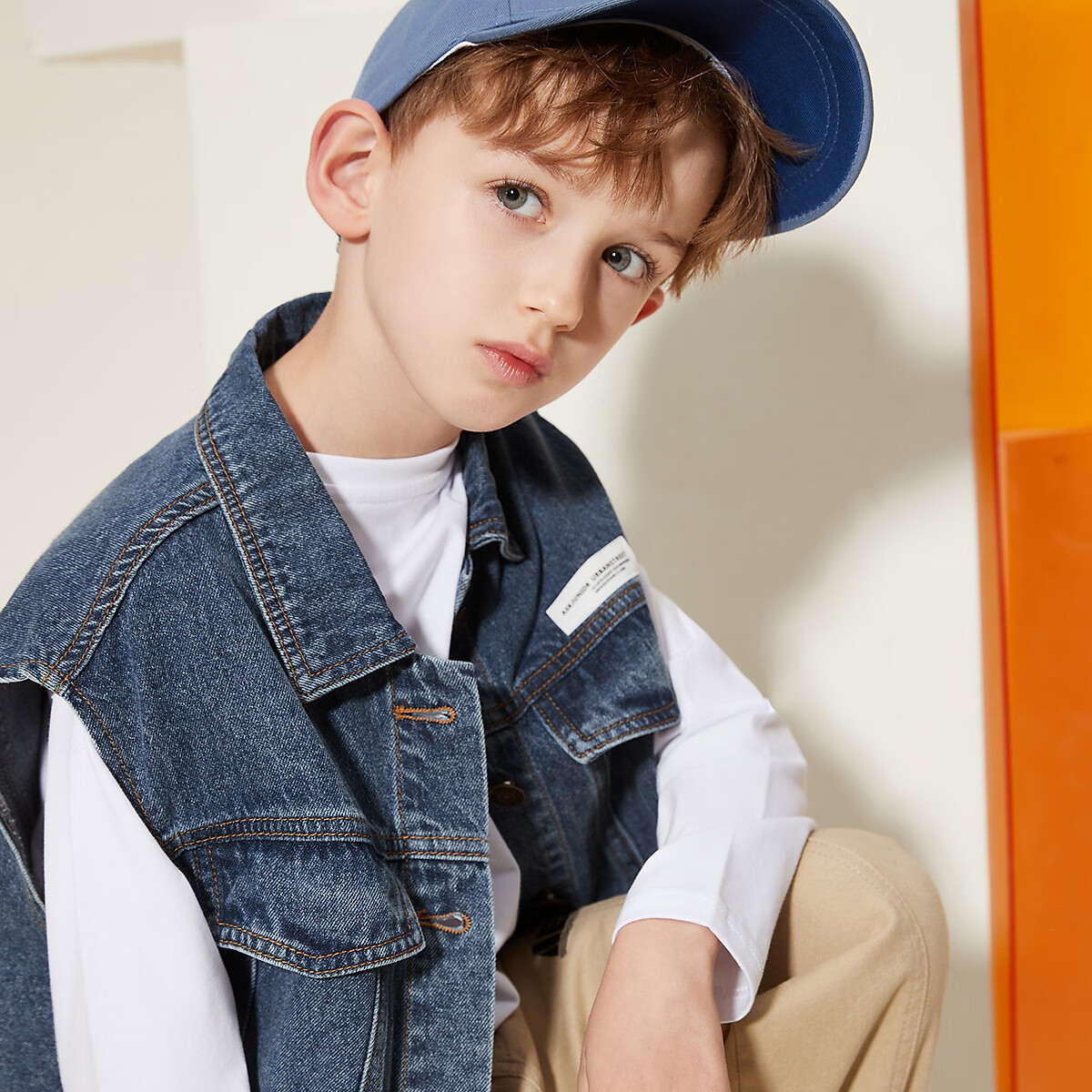 ASK JUNIOR Boys' Jacket, 2026 Autumn New Arrival, Denim Vest for Older Children And Teenagers