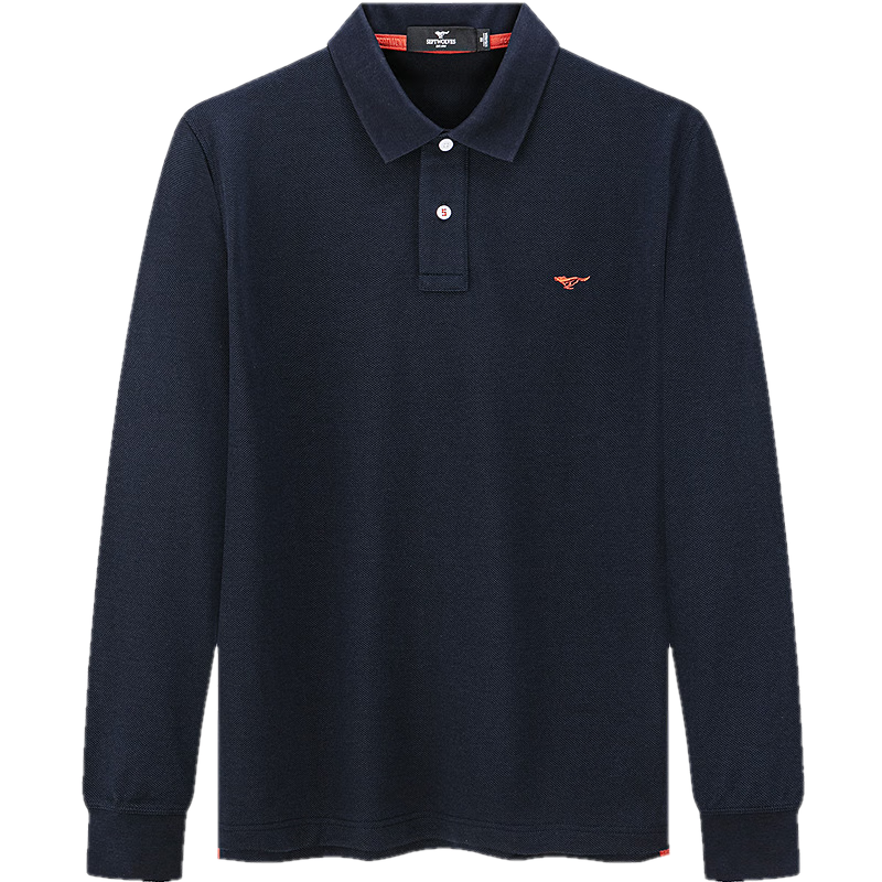 SEPTWOLVES Men's Long-Sleeve T-Shirt with Collar, Antibacterial, Temperature-Resistant, Color-Fast, Colorful Wolf Logo, Business Casual Breathable POLO Shirt
