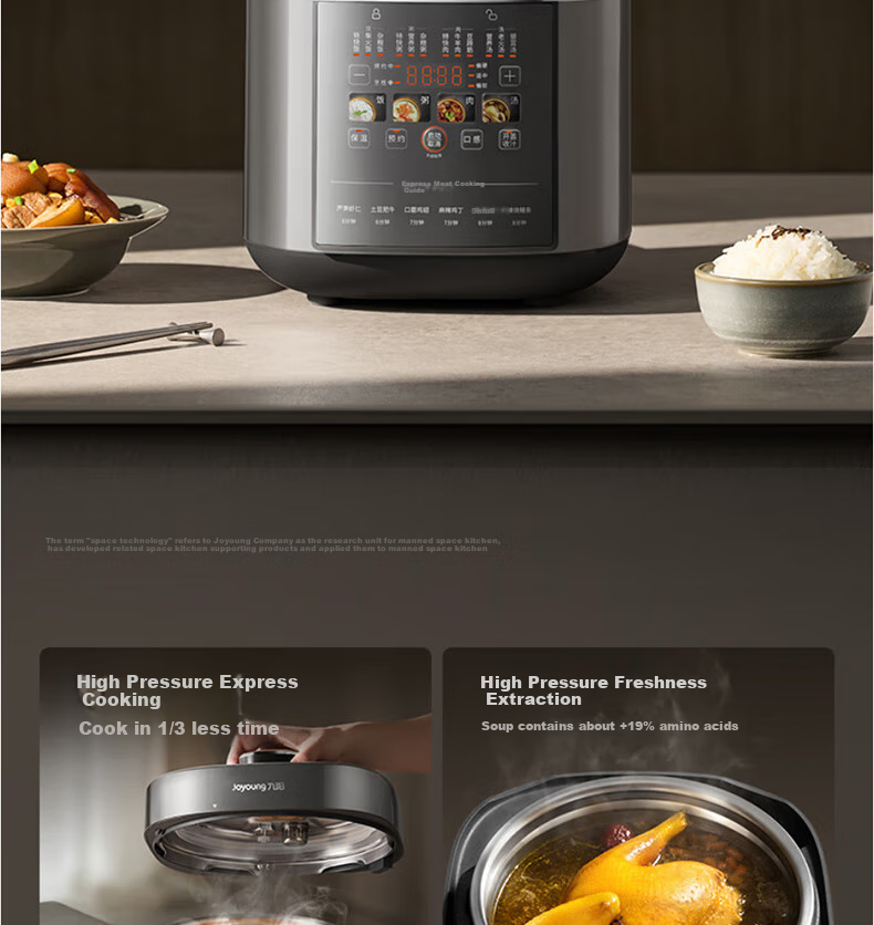 Joyoung Home 5L Electric Pressure Cooker with Dual Inner Pot, Non-Coated 316L Inner Pot, Programmable Timer Rice Cooker Y-50H160 7