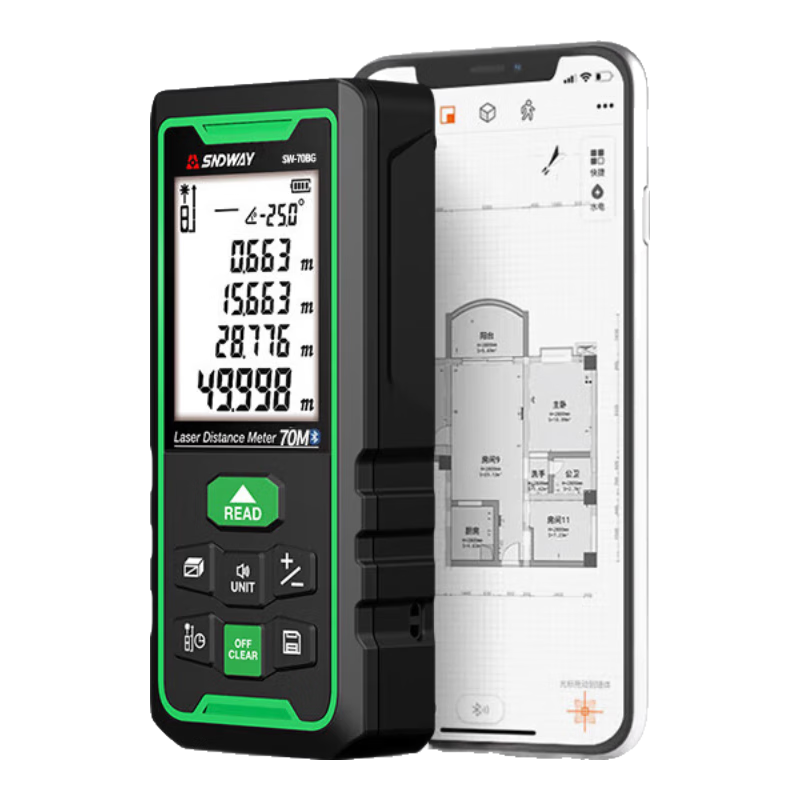 Shendawei Laser Distance Meter Infrared High-Precision Electronic Laser Ruler Outdoor Measurement Device Green Light Drawing SW-70BG