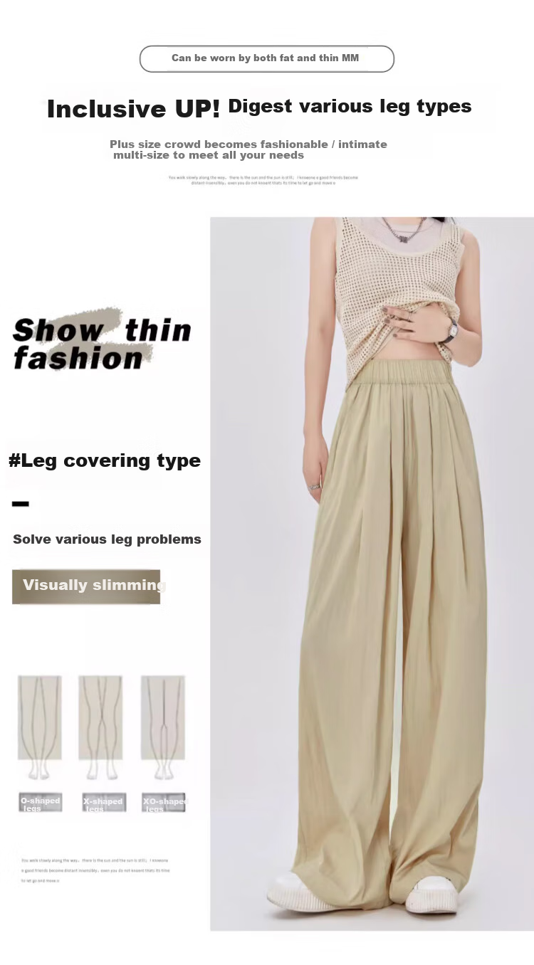 LangSha Women's Pants, Spring And Autumn Thin Style, Slimming Draping Straight Wide-Leg, Casual Loose Linen Floor-Length Loungewear 7