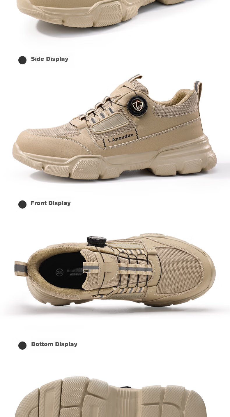 Lanoudun Men's Ultra-Light Safety Shoes with Steel Toe Cap, Puncture-Resistant, Comfortable, Non-Fatiguing, Wear-Resistant Work Safety Shoes DL267 Size 37 14