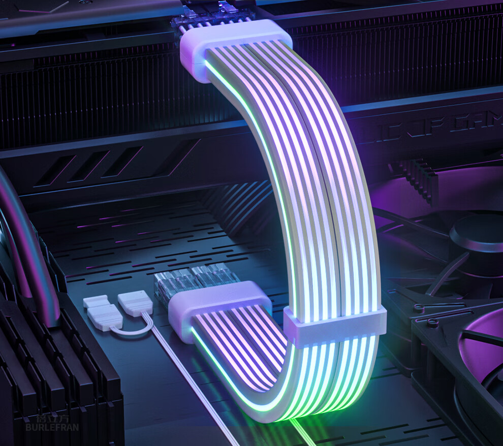 BURLEFRAN 3rd Generation Neon Cable DY-2 8pin*2 Graphics Card Neon Cable (Graphics Card Light Extension / 5V ARGB Aura Sync) 34CM 2