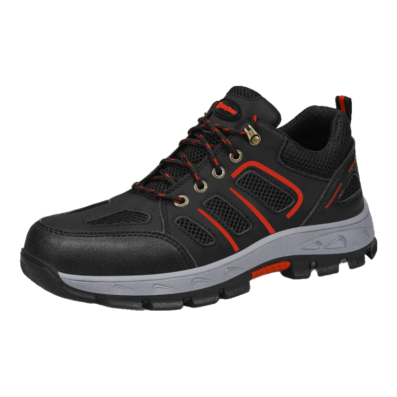Jingtu Safety Shoes for Men, Summer Breathable Wear-Resistant Steel Toe Anti-Puncture Construction Site Work Shoes 857BK Size 39
