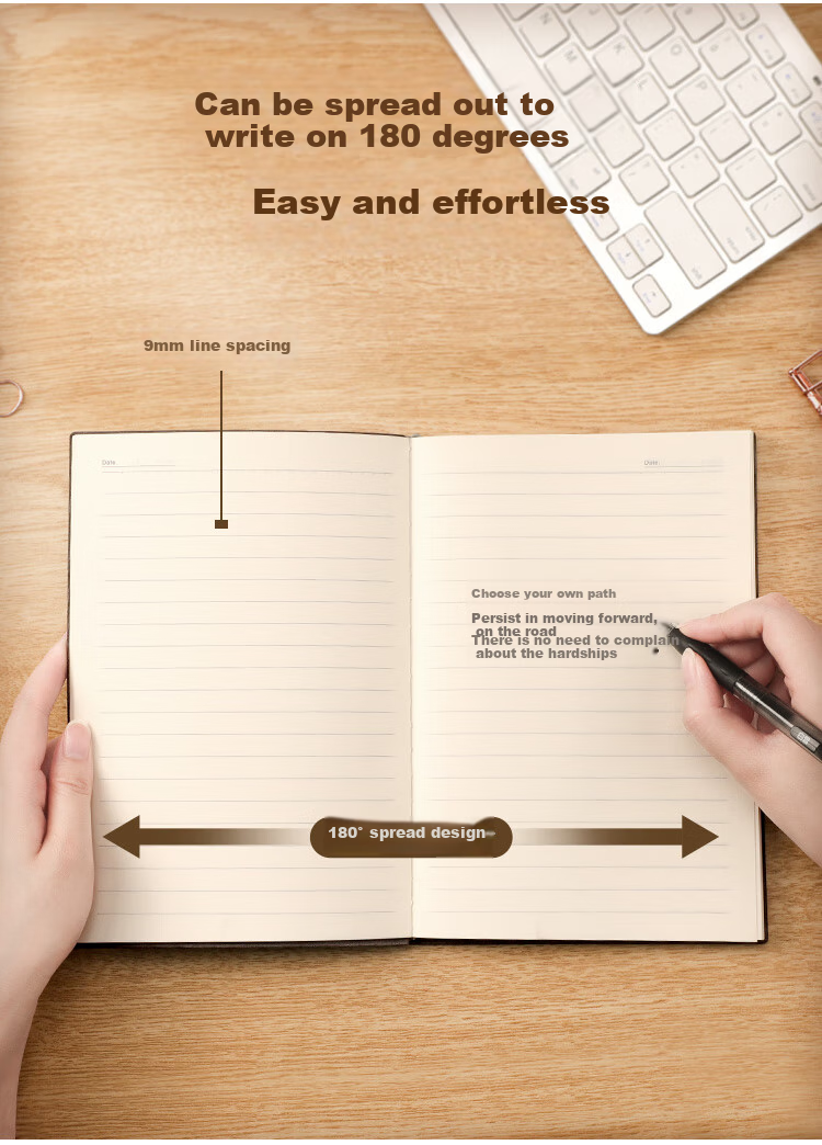 Baijinliren 4-Pack Business Notebooks, Sheepskin Cover, Thick Journal, Office Meeting Record Book, Customizable for Businesses, A5/240 Pages 4