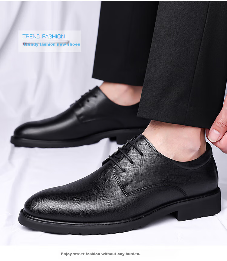 Poitulas Men's Lace-Up Business Casual Shoes, Comfortable Versatile Formal Shoes, Trendy Wedding Shoes for Men, 6888 Black, Size 42 5