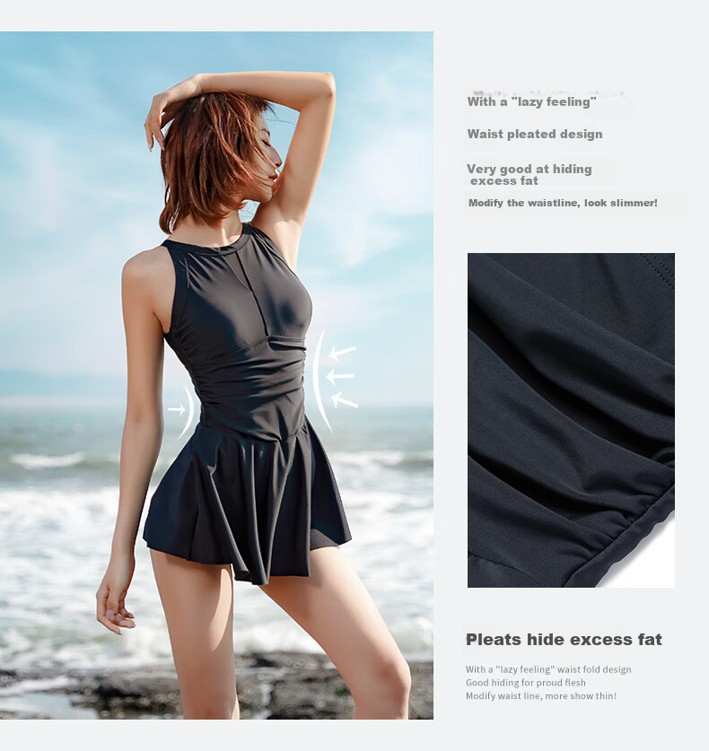 Hosa One-Piece Swimsuit for Women, Conservative Sexy Swimwear for Hot Springs, Casual Simple Swimwear, Jujube Red, XL 6