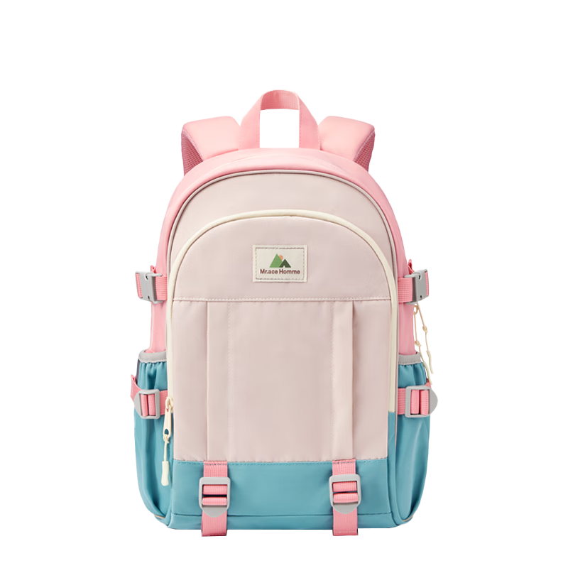 MR.ACE HOMME KIDS Elementary School Backpack Large Capacity Boys Girls Grades 1-6 Peach Mint L Size (Recommended for Grades 4-6)