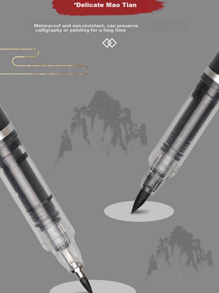 [Lowest Price Online] Mont Marte Yikou Series Calligraphy Brush Pen, Medium Regular Script Calligraphy Brush Pen, Soft Brush Calligraphy Pen, Drawing Signature Pen, Large And Medium Regular Script Fountain Pen-Style Brush Pen, Three Medium Regular Script Brushes SX-ATOD Art Sketching 9