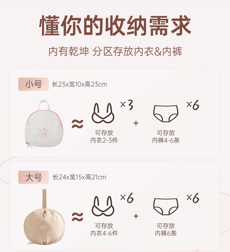 Banzheni Underwear Storage Bag, Travel Lingerie Organizer, Bra Panty Sock Sorting Pouch, Portable Ultra-Light Toiletry Bag 1