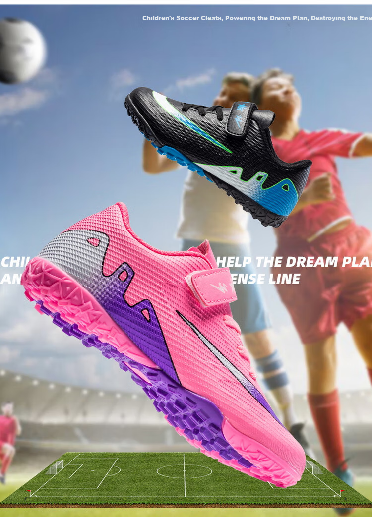 Shuangxing Children's Soccer Shoes for Boys And Girls, Big Kids' Molded Studs TF Artificial Grass Training Shoes, Student And Youth Slip-On Sneakers 2