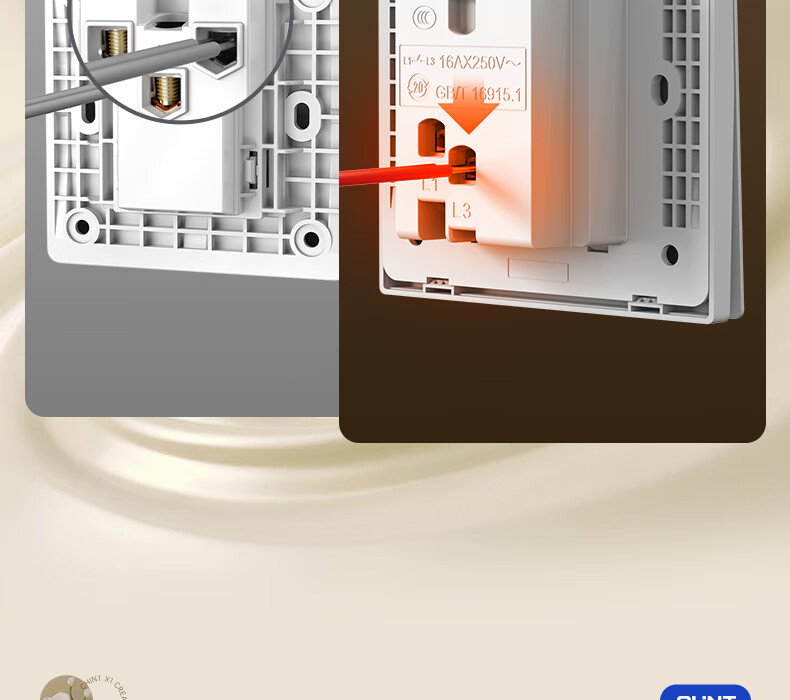 CHNT Switch Socket, No Spray Painting Cream Style Large Plate, Concealed Installation Socket Panel X1M Four-Hole Socket Cheese Yellow 4