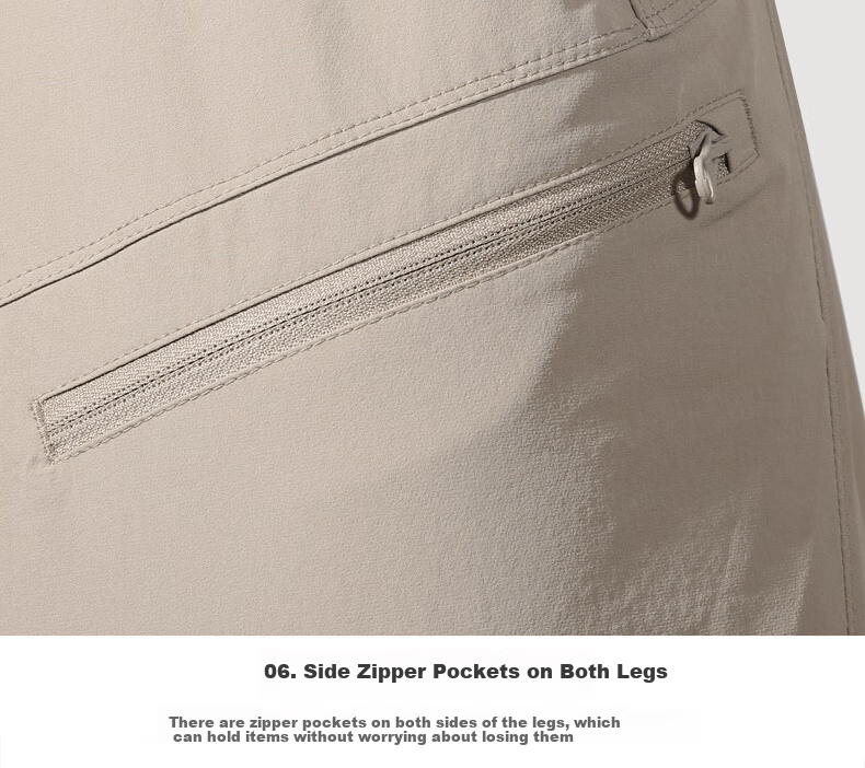 Free Soldier Peak Spring And Summer Shorts, Teflon Triple Protection Men's Cargo Shorts, Breathable Sun Protection UPF50+, Khaki, 38W/10L 26