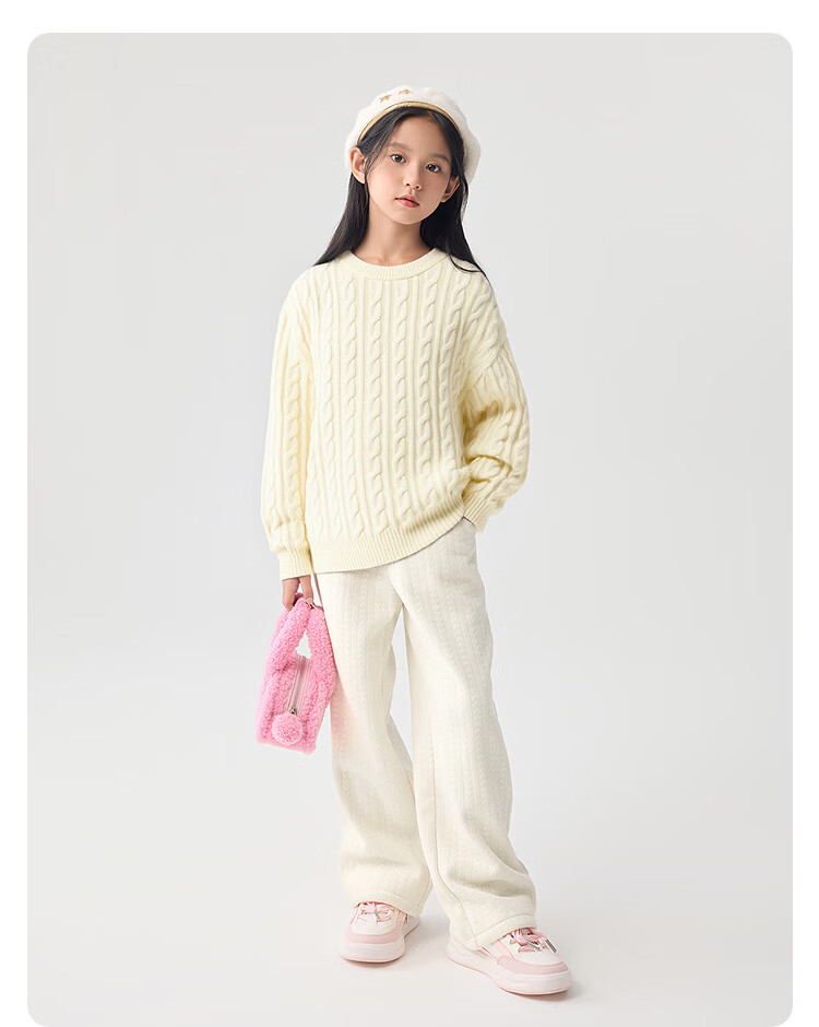 Balabala BalaOne Kids Sweater Boys Girls 2025 Winter Cable Knit Pullover 208425103211 7