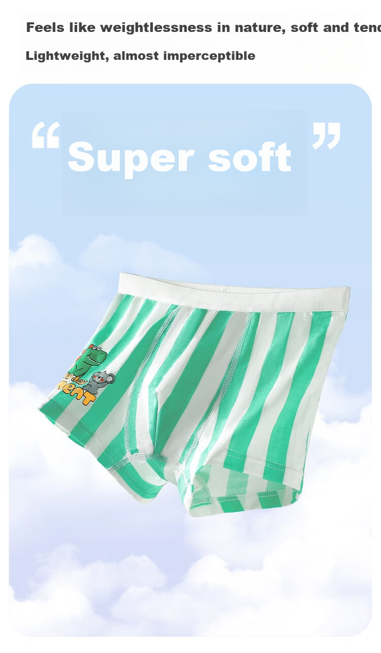 Bingxuemumian Children's Underwear for Boys, Summer Ice Silk, 10A Grade Antibacterial Pure Cotton Gusset, Boxer Briefs for Older Boys, Mid-Length Shorts 7