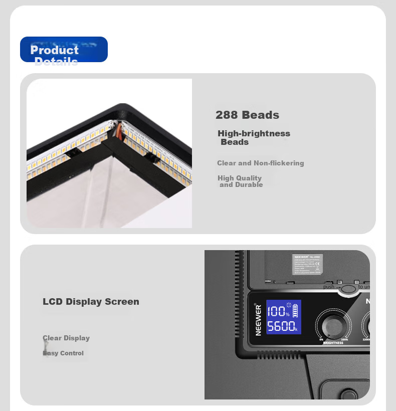 NEEWER NL-288A Photography Light, LED Fill Light, Jewelry Live Streaming Video, Continuous Lighting, Professional Flat Panel Light, Surface Light, Camera Shooting, Portrait Photography, Outdoor Lighting, Hair Light 11