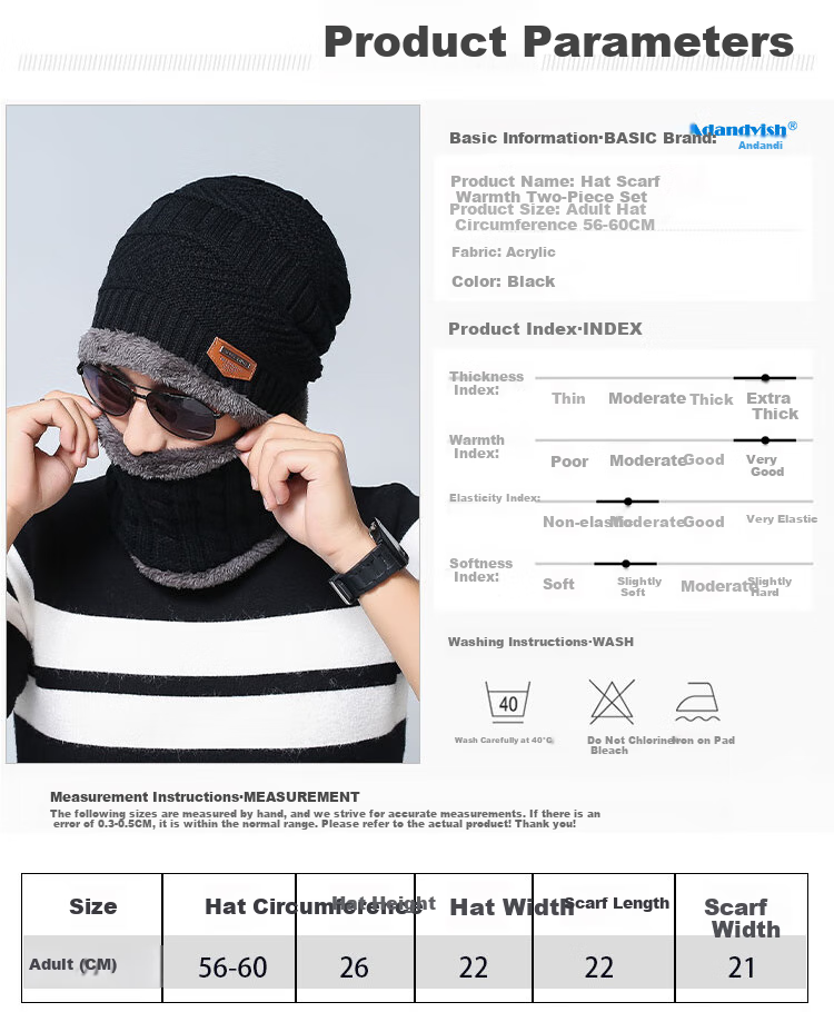 Adandyish Electric Vehicle Cold-Proof Wool Hat Neck Gaiter Set, Autumn And Winter Windproof Warm Cotton Knitted Hat Cover with Ear Protection for Men And Wome 2