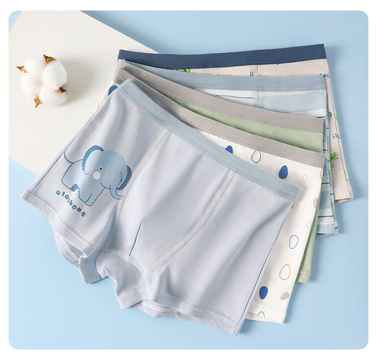 Bingxuemumian Children's Underwear, Boys' Pure Cotton Class A Boxer Briefs, 10A Grade Antibacterial, All-Season Mid to Big Kids Puberty Shorts 3