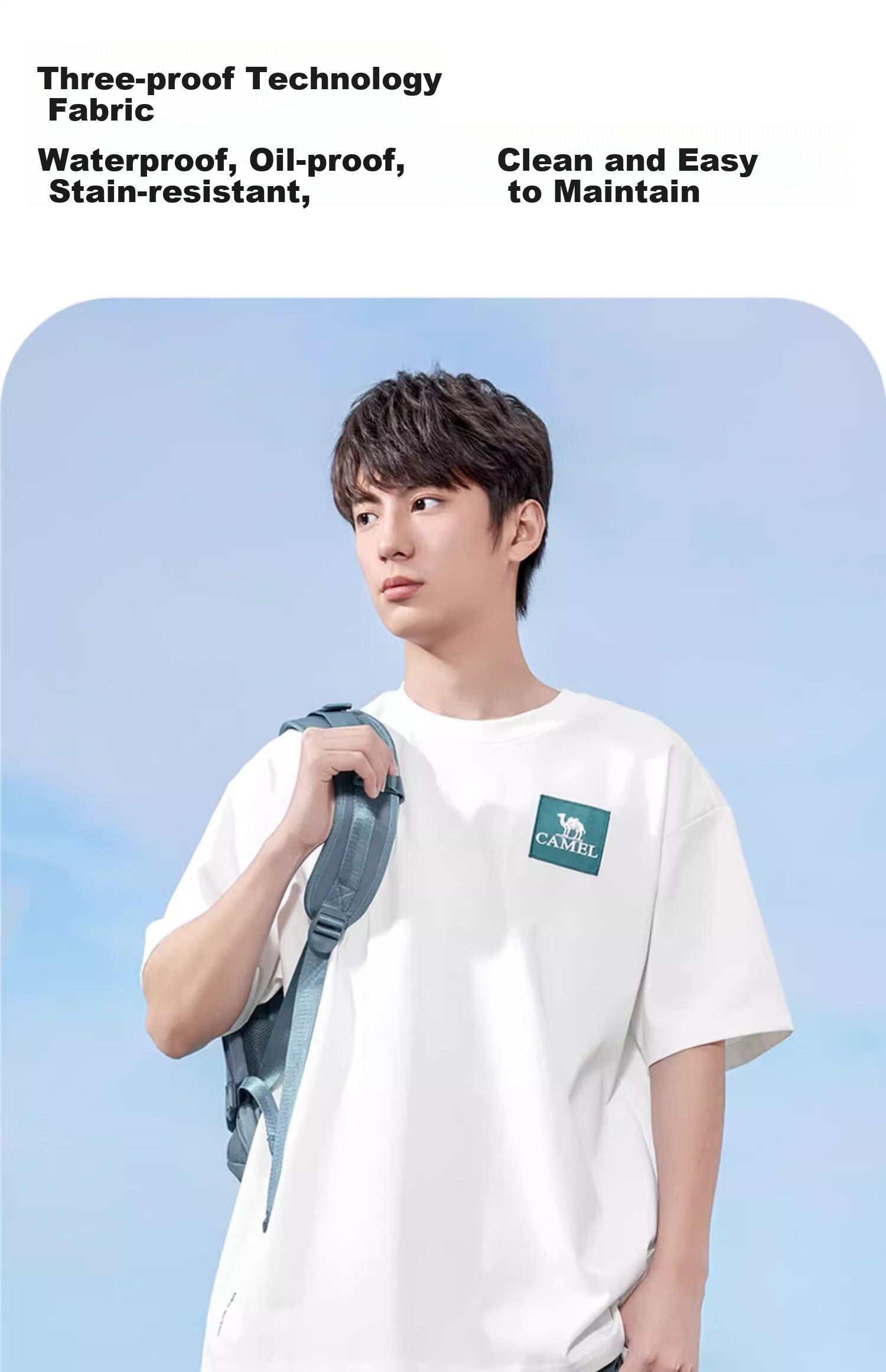 CAMEL Outdoor Quick-Dry T-Shirt for Men And Women, Spring And Summer Fast-Drying Elastic Round Neck Loose Mountain-Style Camping A13BAVV058C 16