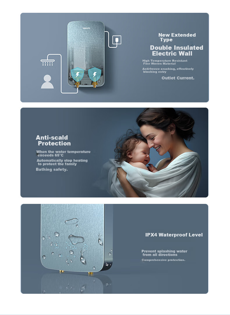 PHILIPS Instant Electric Water Heater, Colored Embossed Glass Screen, 8500W Rapid Heating, Stepless Variable Frequency, Subsidy 15%, Constant Temperature Water Servo, AWH1062/93(85HB) 9