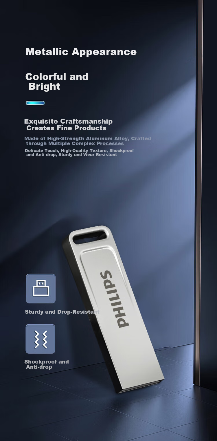 PHILIPS 64GB USB2.0 Flash Drive, 21UA-F, Large Capacity USB Drive, Stylish Design, Lightweight And Portable, Suitable for Study, Office Work, And Computer Bidding 5