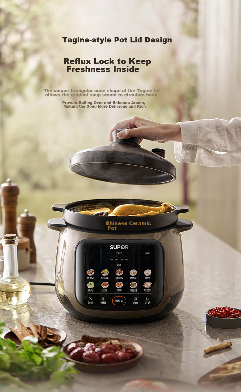 SUPOR Electric Stew Pot, Soup Cooker, Stewing Pot, Porridge Cooker, Baby Food Maker, Electric Cooking Pot, 5L Micro-Pressure Ceramic TG50YC878, Random Delivery 17