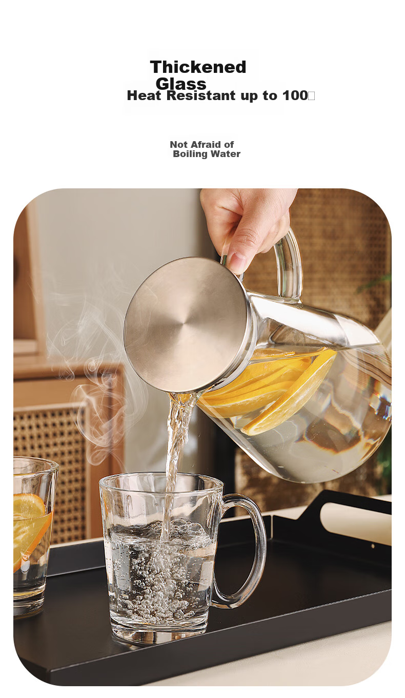 CRISTALGLASS High Temperature Resistant Glass Cup Home Set with Handle Tea and Water Drinking Cups Stylish Drinkware Set 2