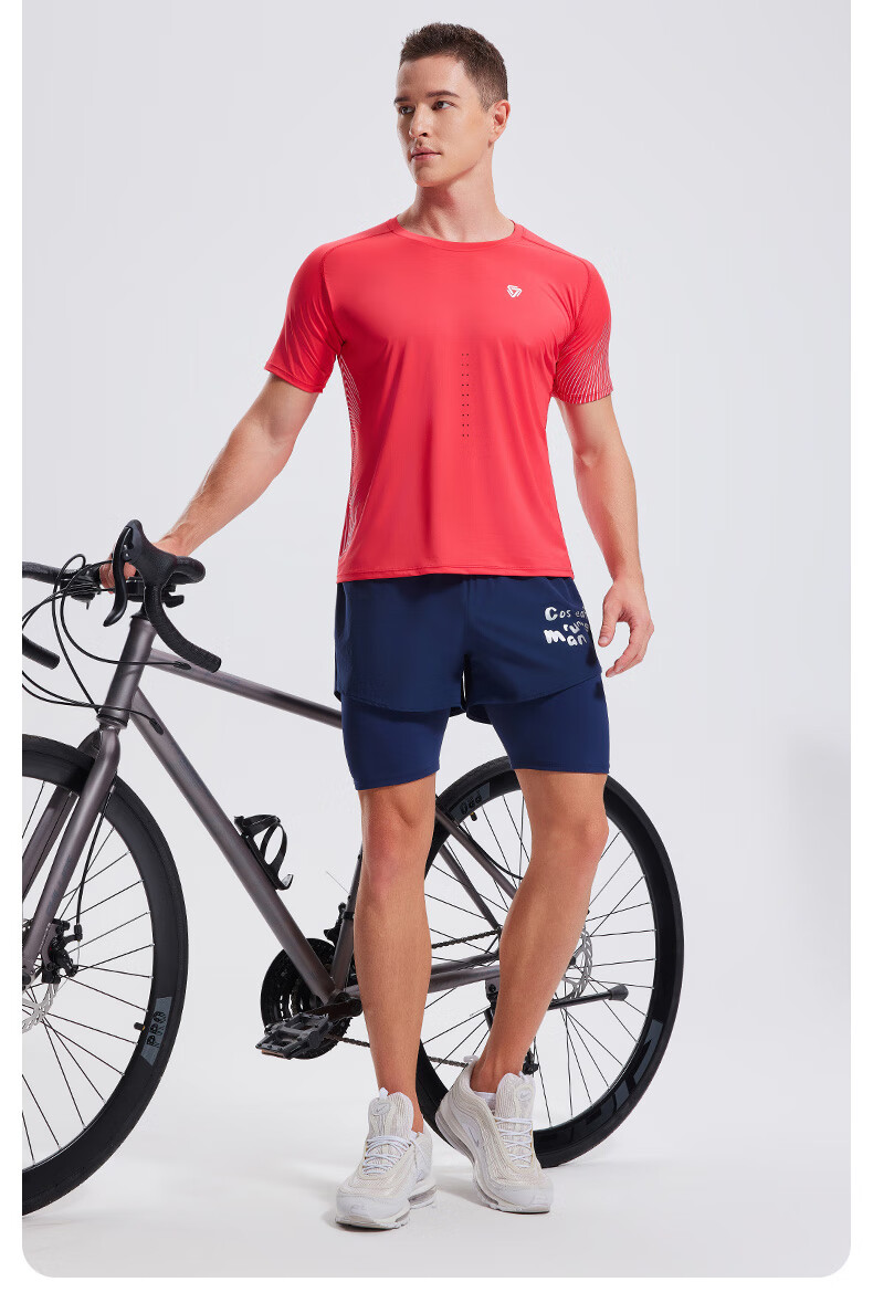 Cosleaf Men's Running Sports Shorts Summer with Liner Training Five-Point Pants Professional Waist Bag Pocket Marathon Fitness Pants 2
