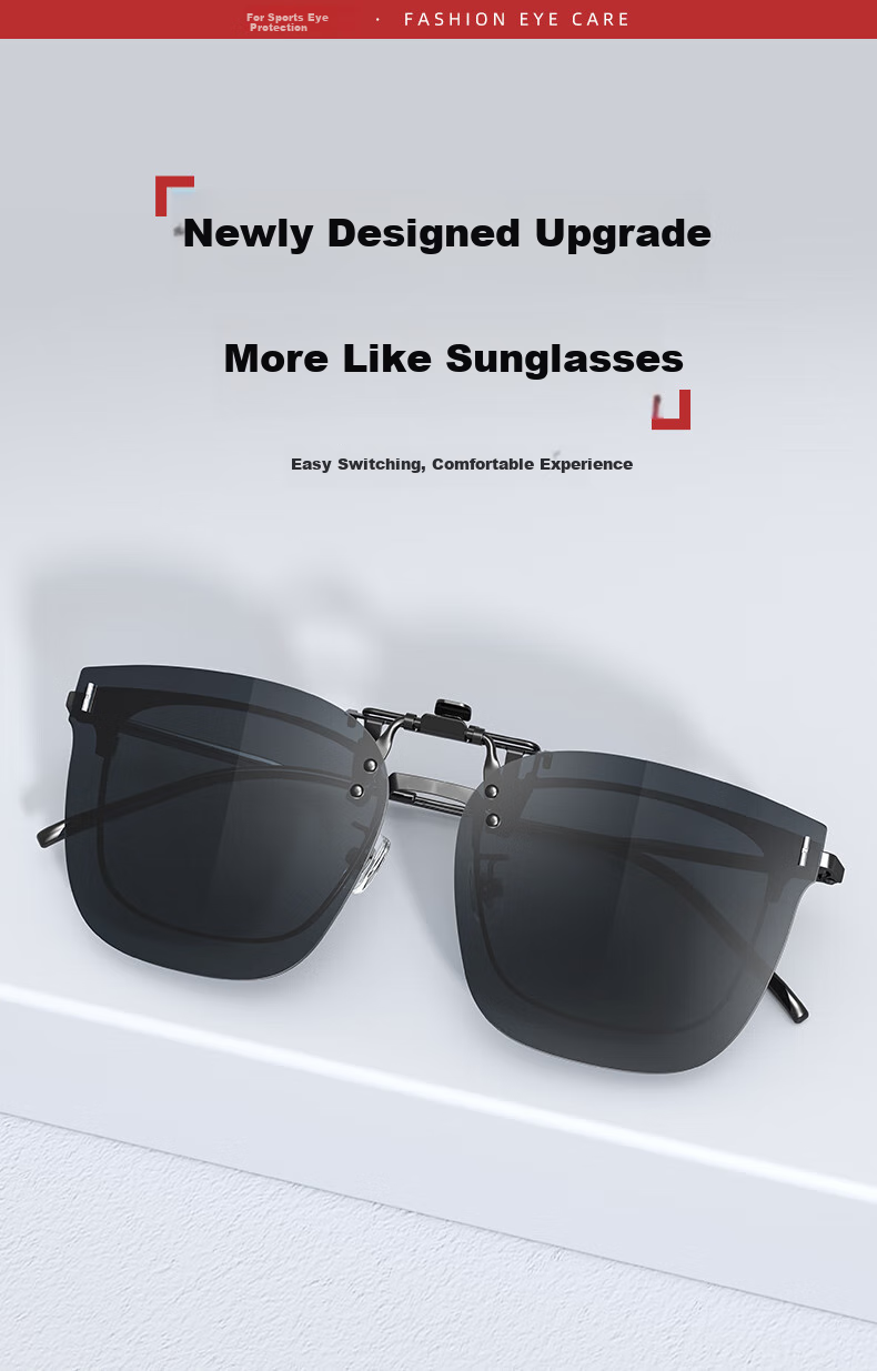 CHAINGO Clip-On Sunglasses for Nearsighted People, Flip-Up Polarized Sunglasses, Portable High-Definition Outdoor UV Protection Driving Glasses for Me 4