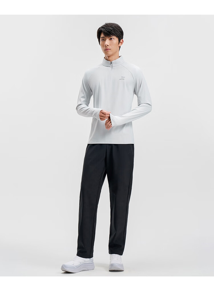 Xtep Men's Quick-Dry Long Sleeve Sports Shirt with Half-Zip, Breathable Fitness Running Outdoor Top 51