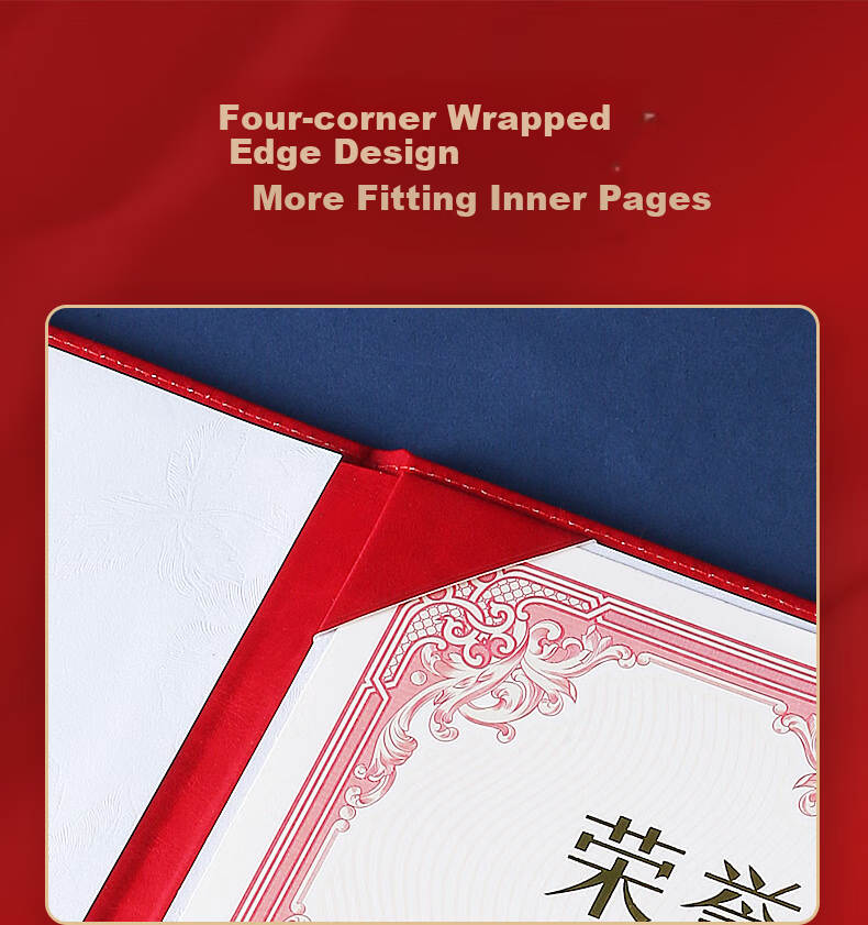 SHEN SHI A4 Leather High-Quality Certificate Cover for Diplomas, Honorary Certificates, Graduation Certificates, Training Certificates, with Inner Pages That Can Print Logo, Vertical Blue (Graduation Certificate) Inner Page 1 Sheet 10