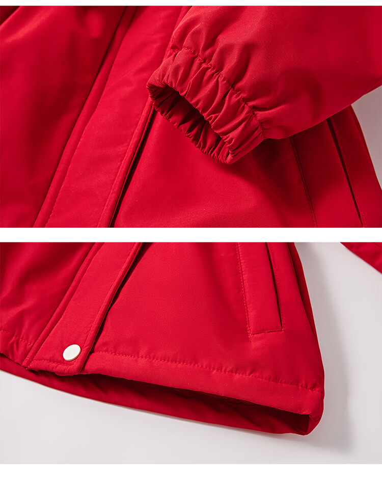 Disney Girls' Red Coat 2026 New Children's Winter Fashion Hooded Warm Cotton Jacket for Kids 5