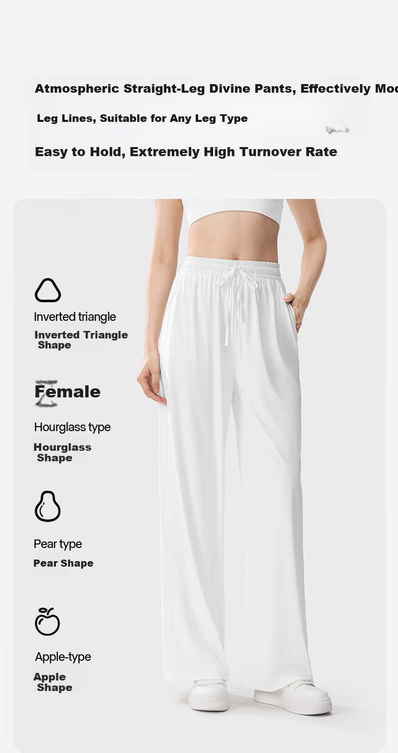 KAZUKOIN Ice Silk Sun Protection Pants for Women, Summer Cool Feeling Sports Outdoor Casual Straight Wide-Leg Trousers, Obsidian Black, M 8