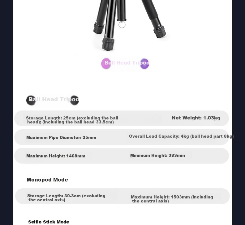 Fotopro FY-830+42QF Compact Detachable Monopod Quick-Expand Concert Camera Tripod Phone Stand 26
