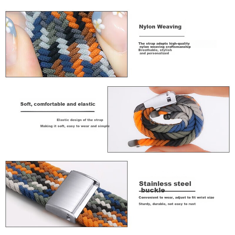 Ремешок Baking для Apple Watch S11/S10/SE/Ultra3/Watch S9/8/7/6/5/4, нейлоновый плетеный с магнитной застежкой, мультиколор