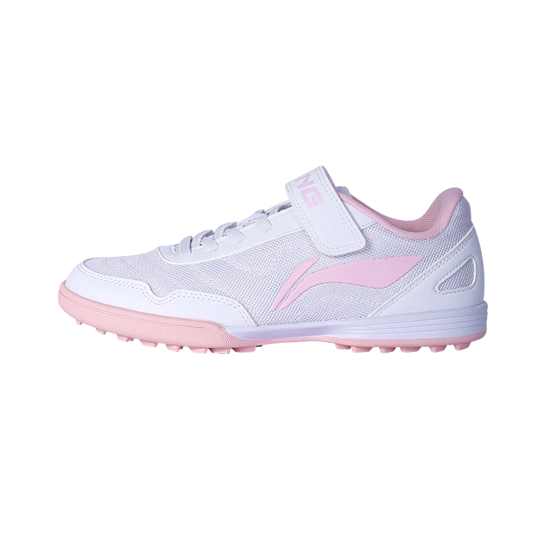 Li-Ning Children's Soccer Shoes, for Ages 6-12, TF Turf Cleats, Girls' Youth Professional Football Boots, Breathable for Summer, Elementary School Students' Cleats, Pink, Size 34