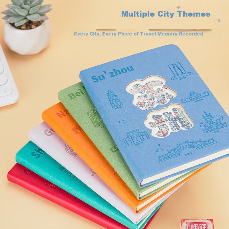 TENGXIONG City Stamp Collection Travel Journal Blank Notebook High-Quality Stamp Album for Mid-Autumn Festival, National Day Outings, Forbidden City Museum, Tourism Stamp Collection Chengdu