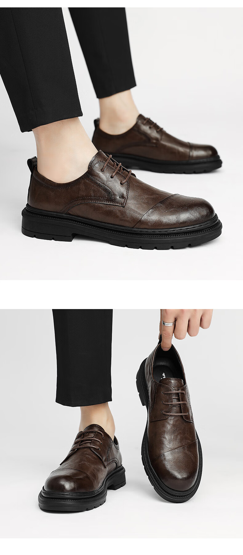 Bull Family New Men's Leather Shoes Business Casual British Style Spring Autumn Groom Wedding Formal Shoes 17