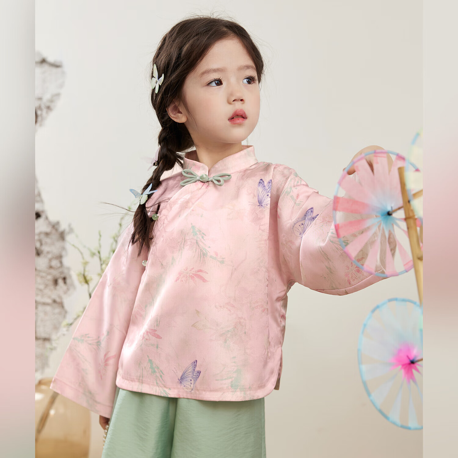 LUSON Little O Baby Girl, Baby New Chinese-Style Outfit for Girls, 2025 Autumn Chen Da Zhu Children's Chinese-Style Two-Piece Set