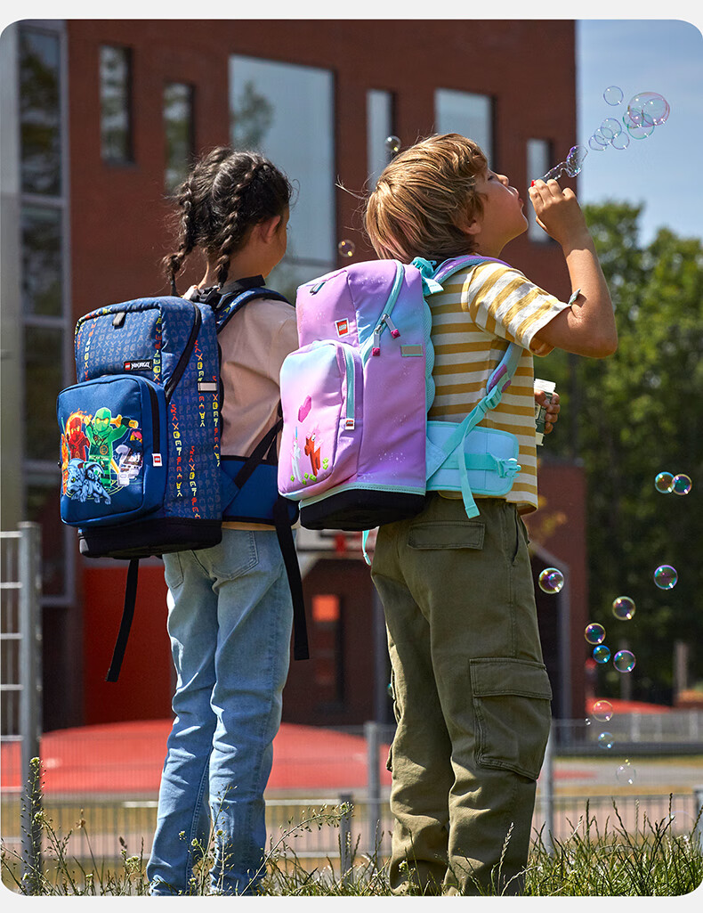LEGO Elementary School Backpack for Grades 1-3, Children's Double Backpack, Effective Load Reduction, 3D Letters, Blue 20238 2