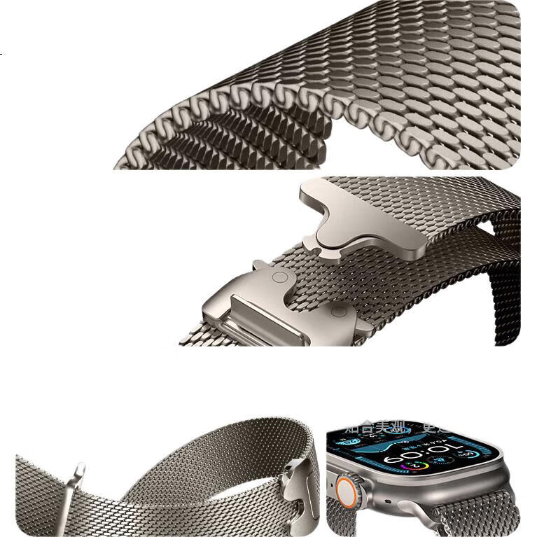 Ремешок BHO для Apple Watch Milanese Loop из титана с парашютной застежкой, совместим с моделями S11/Ultra3, S10/9/8/7/SE3