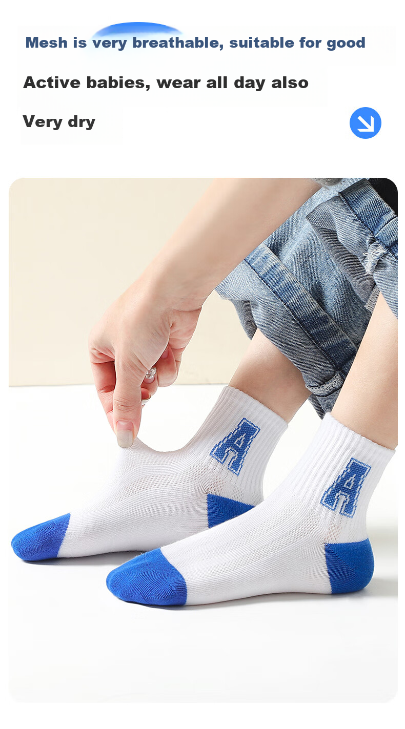 LangSha Children's Socks for Boys, Spring And Summer Mesh Thin Sports Socks, Comfortable Breathable Mid to Big Kids Student Boys Short Socks, 6 Pairs 7
