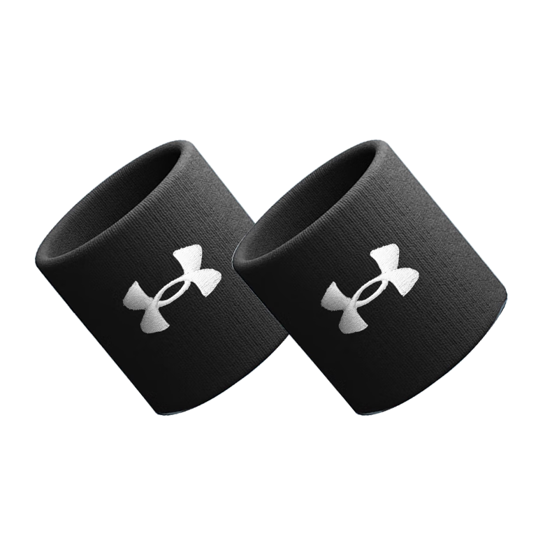 Under Armour Wristband Sports Fitness Wrist Strap for Badminton, Basketball, Volleyball, Tennis, Sprain Protection, Black One Size Fits All