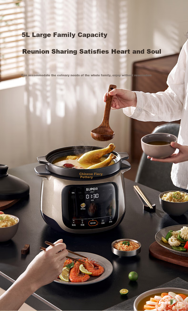 SUPOR Electric Stew Pot, Soup Cooker, Stewing Pot, Porridge Cooker, Baby Food Maker, Electric Cooking Pot, 5L Micro-Pressure Ceramic TG50YC878, Random Delivery 16