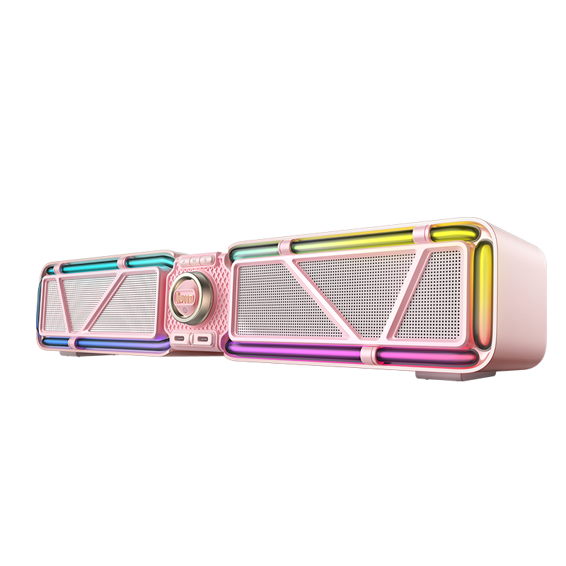 Divoom Divoom Gaming Speaker Stereo Surround Sound Computer Speaker Desktop PC Anti-Howling Bluetooth 6.0 Wired RGB Light Bar Pink