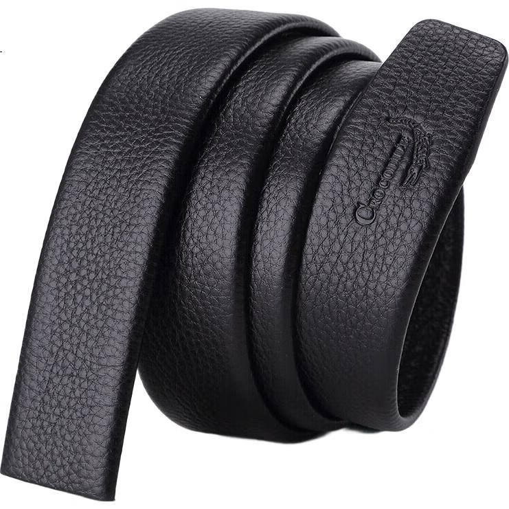 Ремень мужской CROCODILE из натуральной кожи, автоматическая пряжка, ширина 3.55 см, черный, длина 125 см