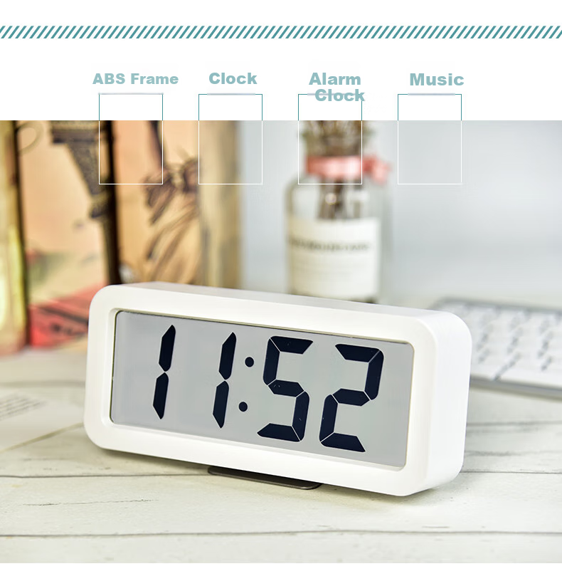 Hense LCD Desktop Clock, Living Room Electronic Clock, Large Digital Display for Middle-Aged And Elderly, Alarm Clock, Wall-Mountable, Bedroom Bedside Table Clock, Musical Ringtone, Simple Alarm Watch HA919 Black 2